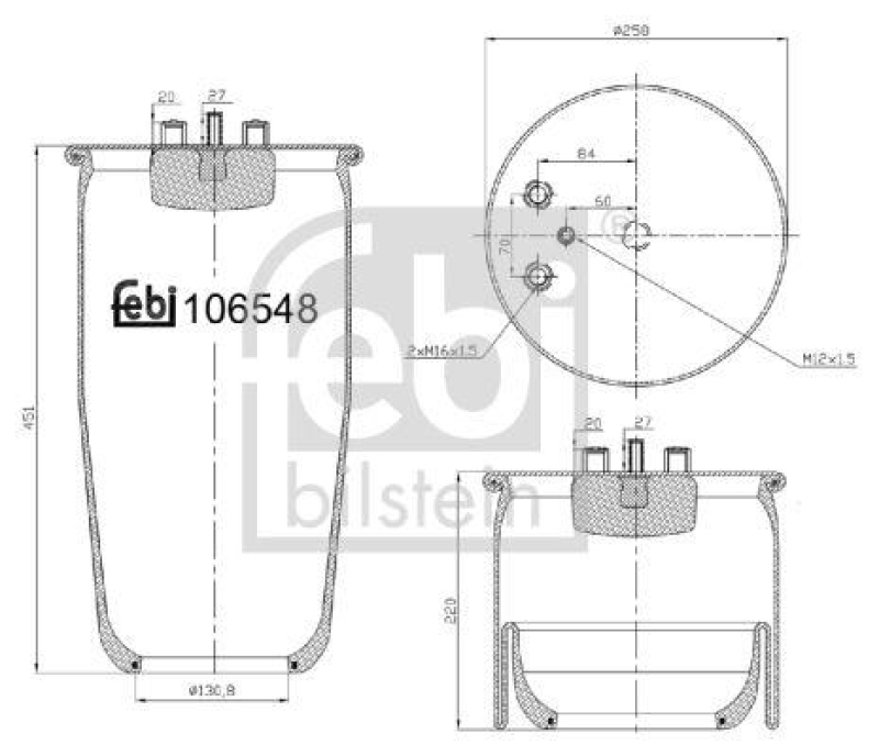 FEBI BILSTEIN 106548 Luftfederbalg ohne Kolben für M A N