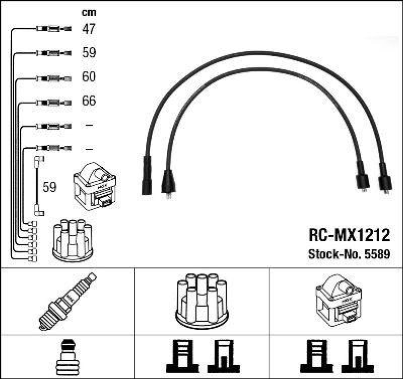 NGK 5589 Zündleitungssatz RC-MX1212 |Zündkabel