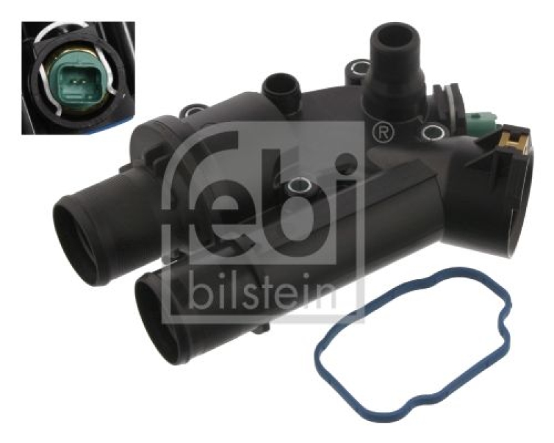 FEBI BILSTEIN 36037 Thermostat mit Gehäuse, Dichtung und Temperaturschalter für Peugeot