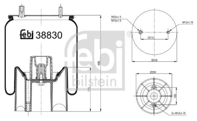 FEBI BILSTEIN 38830 Luftfederbalg mit Kunststoffkolben für ROR