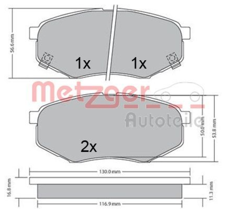 METZGER 1170524 Bremsbelagsatz, Scheibenbremse WVA 25 187