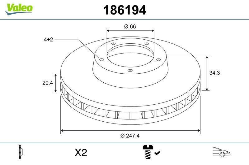 VALEO 186194 Bremsscheibe