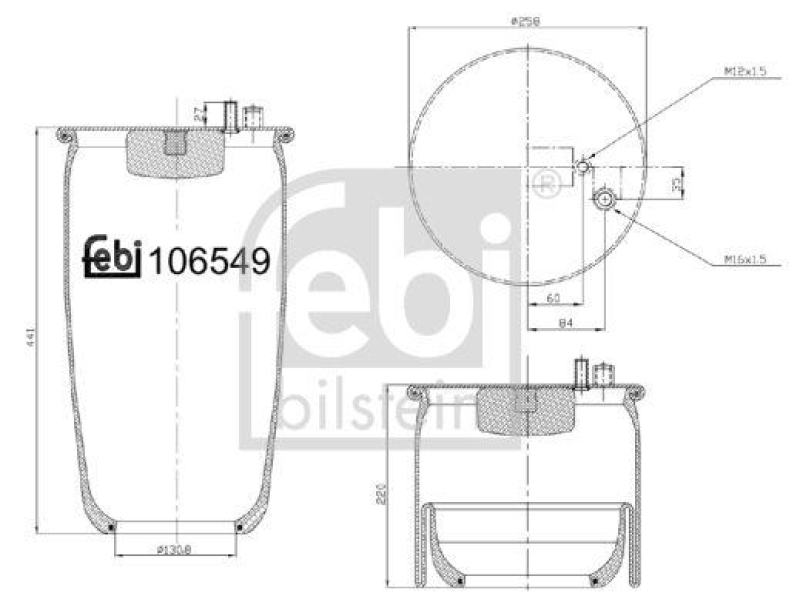 FEBI BILSTEIN 106549 Luftfederbalg ohne Kolben für M A N