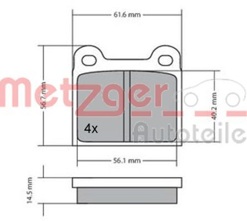 METZGER 1170003 Bremsbelagsatz, Scheibenbremse WVA 20 034