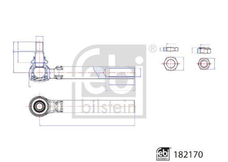 FEBI BILSTEIN 182170 Spurstangenendstück mit Sicherungsmutter für Case (IH)