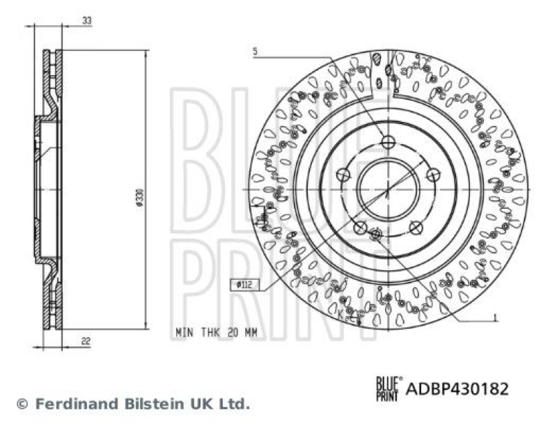 BLUE PRINT ADBP430182 Bremsscheibe für Mercedes-Benz PKW