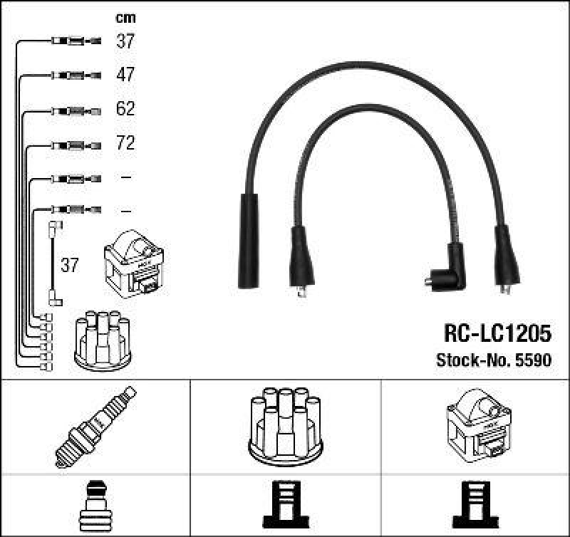 NGK 5590 Zündleitungssatz RC-LC1205 |Zündkabel