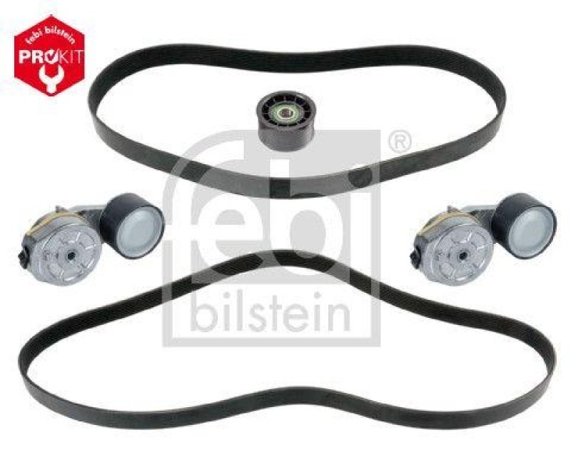 FEBI BILSTEIN 40184 Keilrippenriemensatz mit Riemenspannern und Umlenkrolle für RENAULT (RVI)