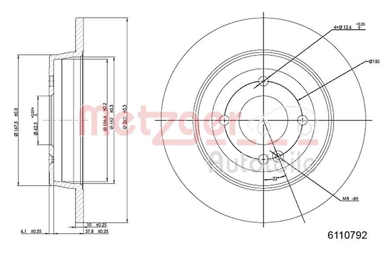 METZGER 6110792 Bremsscheibe Lack/Ks/Ms für HYUNDAI HA