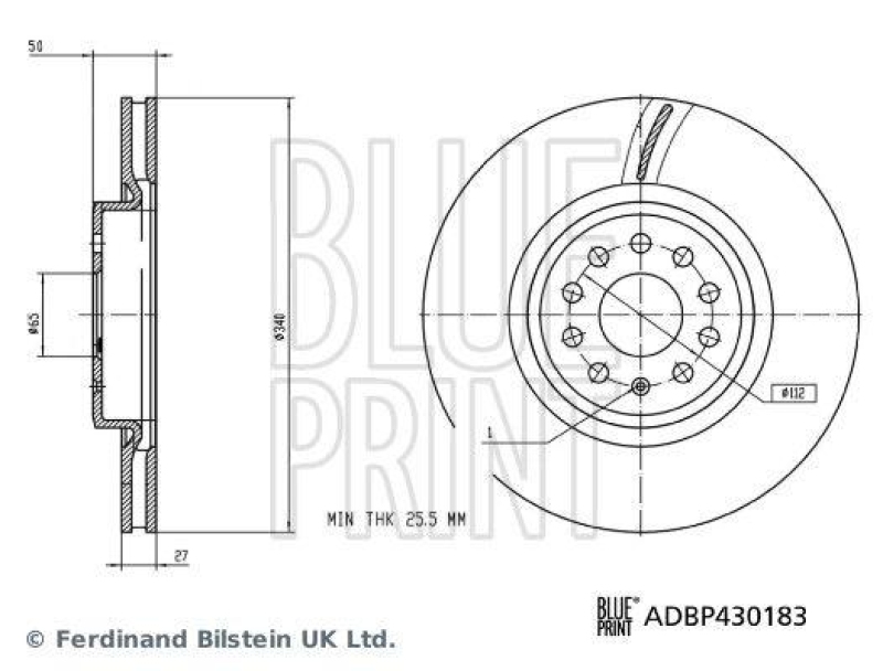 BLUE PRINT ADBP430183 Bremsscheibe f&uuml;r VW-Audi