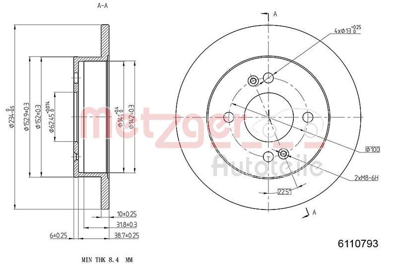 METZGER 6110793 Bremsscheibe Lack/Ks/Ms für HYUNDAI HA