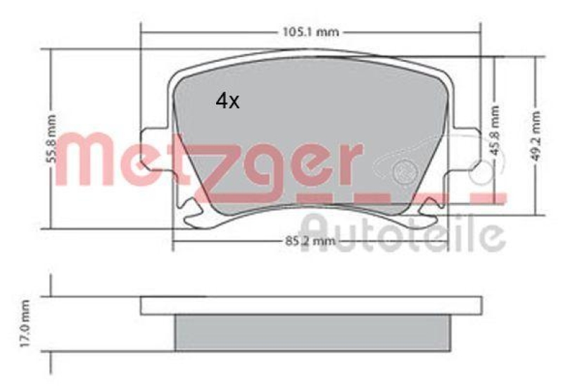 METZGER 1170005 Bremsbelagsatz, Scheibenbremse WVA 23 914