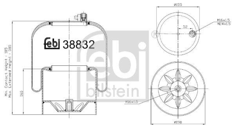 FEBI BILSTEIN 38832 Luftfederbalg mit Stahlkolben für Mercedes-Benz