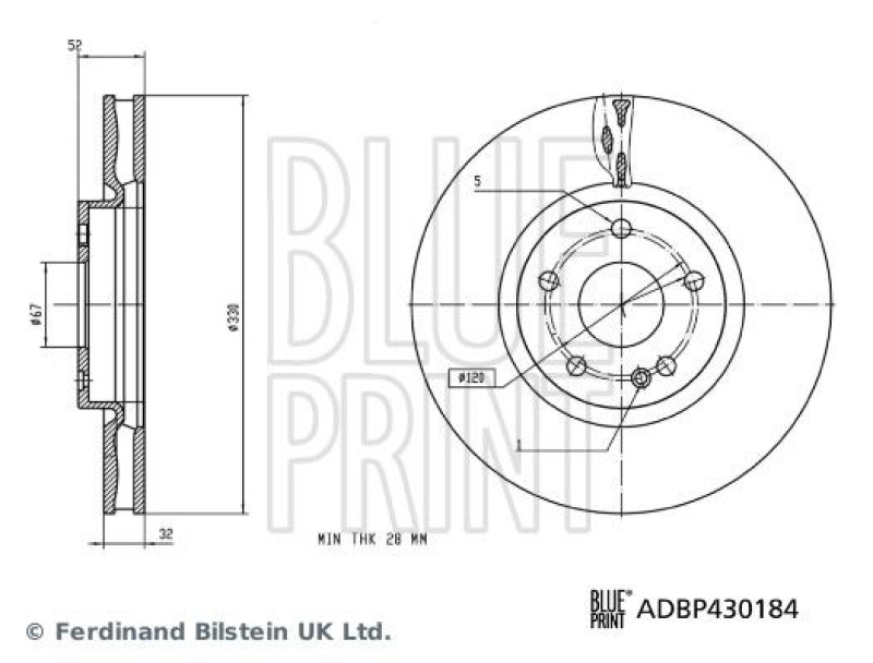 BLUE PRINT ADBP430184 Bremsscheibe f&uuml;r Mercedes-Benz PKW