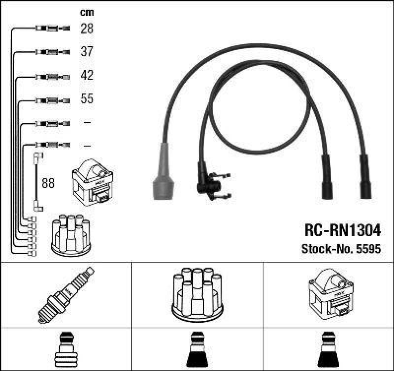 NGK 5595 Zündleitungssatz RC-RN1304 |Zündkabel