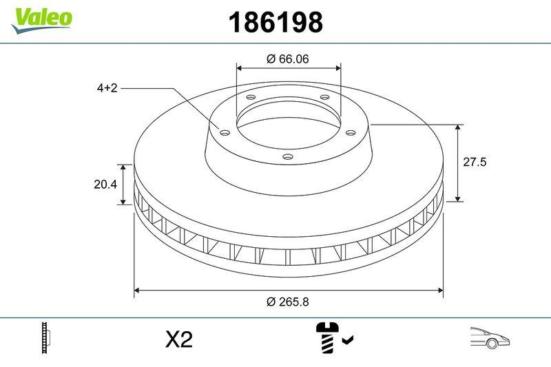 VALEO 186198 Bremsscheibe