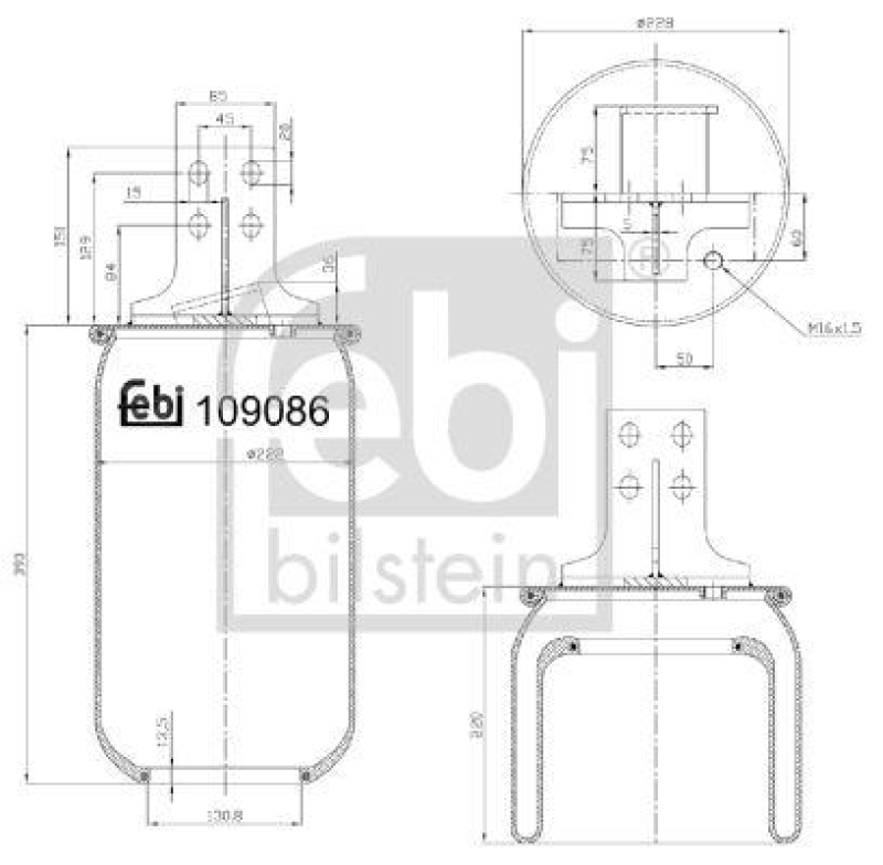 FEBI BILSTEIN 109086 Luftfederbalg ohne Kolben für Iveco