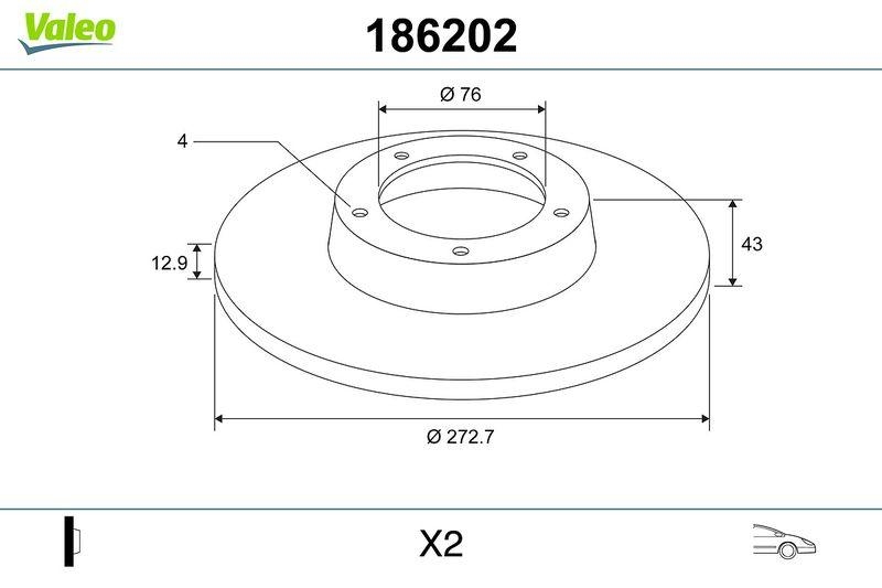 VALEO 186202 Bremsscheibe