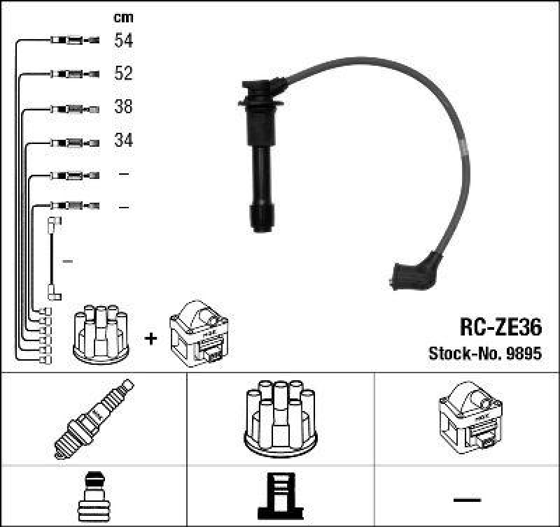 NGK 9895 Zündleitungssatz RC-ZE36 |Zündkabel