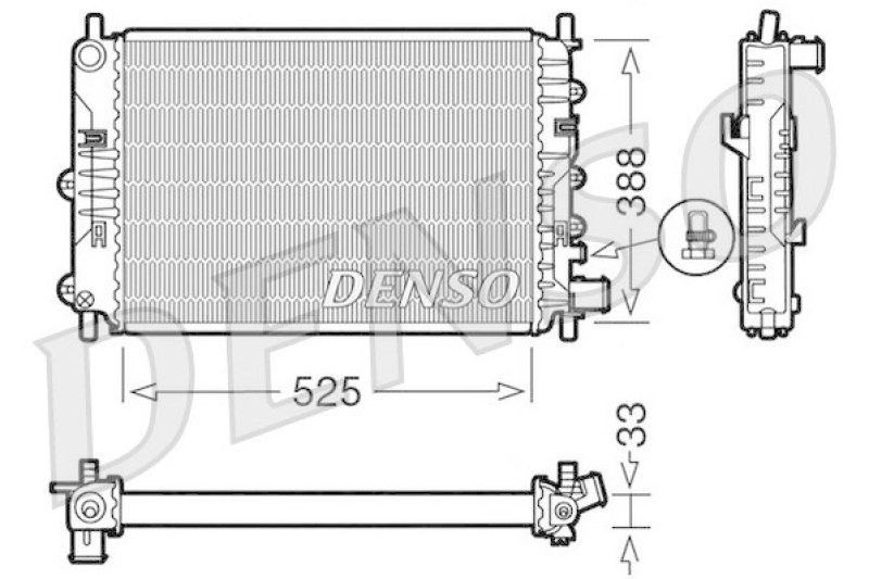 DENSO DRM10025 Kühler FORD ESCORT VII Estate (GAL, ANL) 1.6 16V (1995 - 1999)