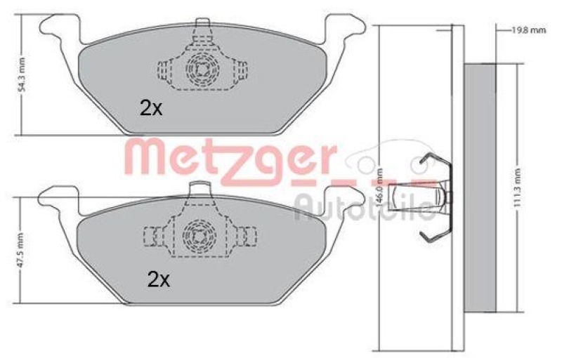 METZGER 1170027 Bremsbelagsatz, Scheibenbremse WVA 23 130