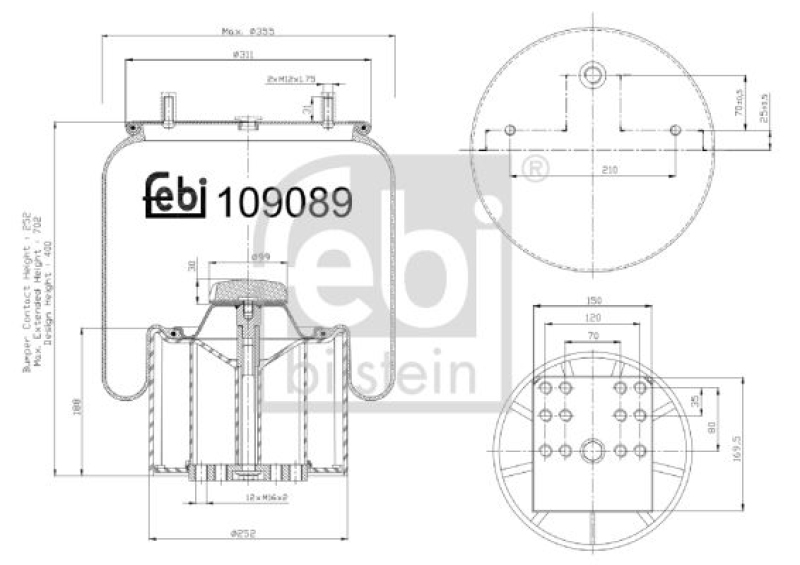 FEBI BILSTEIN 109089 Luftfederbalg mit Kunststoffkolben für Bergische Achsen