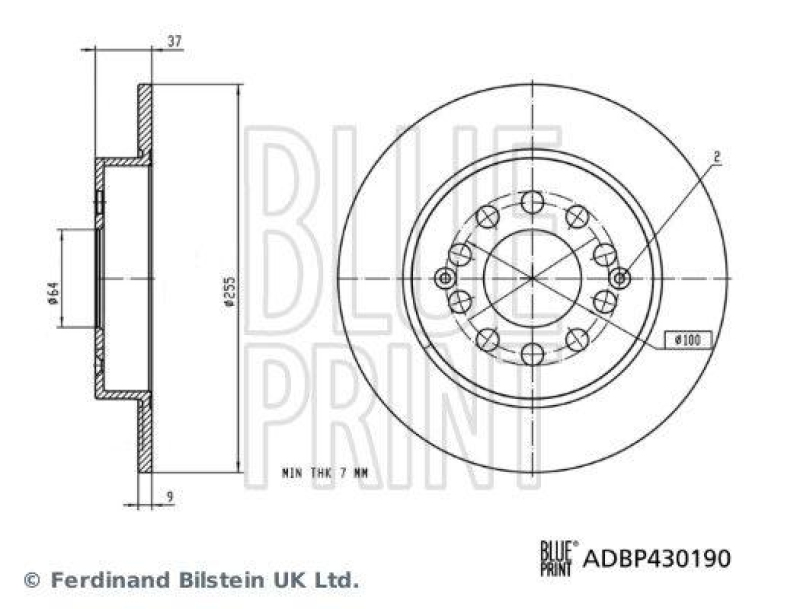 BLUE PRINT ADBP430190 Bremsscheibe f&uuml;r MG