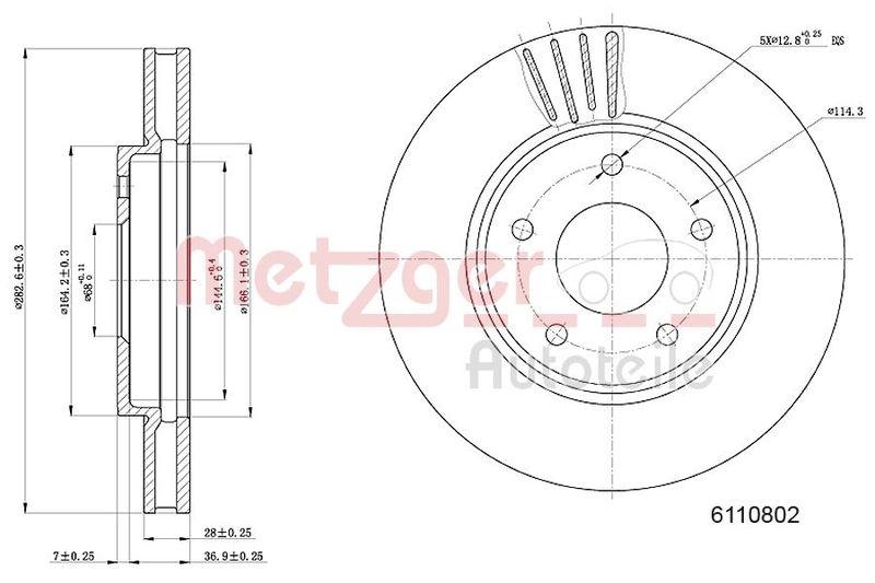 METZGER 6110802 Bremsscheibe Lack/Ks für NISSAN VA