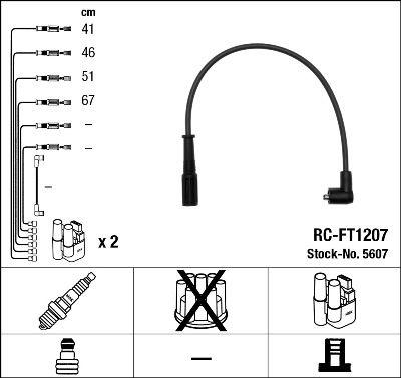 NGK 5607 Zündleitungssatz RC-FT1207 |Zündkabel