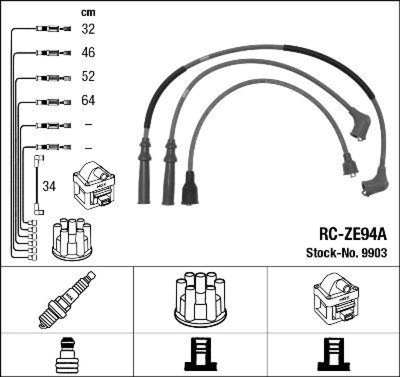 NGK 9903 Zündleitungssatz RC-ZE94A |Zündkabel