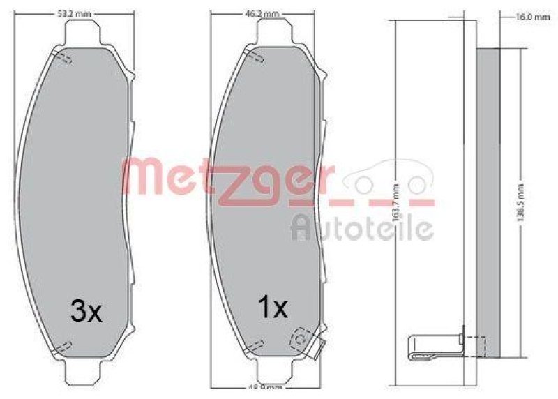 METZGER 1170541 Bremsbelagsatz, Scheibenbremse WVA 24 227