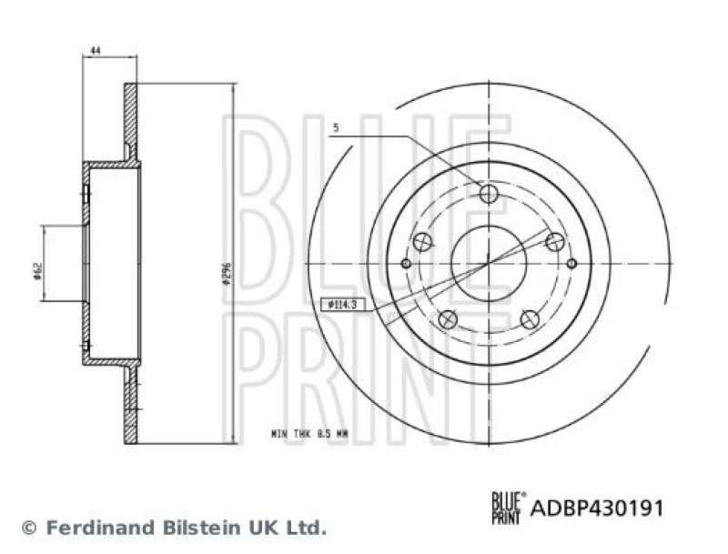 BLUE PRINT ADBP430191 Bremsscheibe für TOYOTA