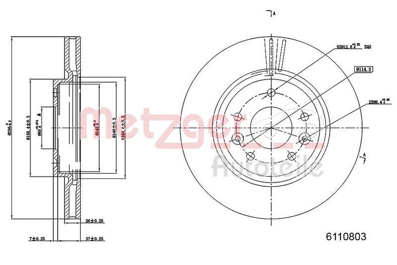 METZGER 6110803 Bremsscheibe Lack/Ks f&uuml;r NISSAN/RENAULT VA