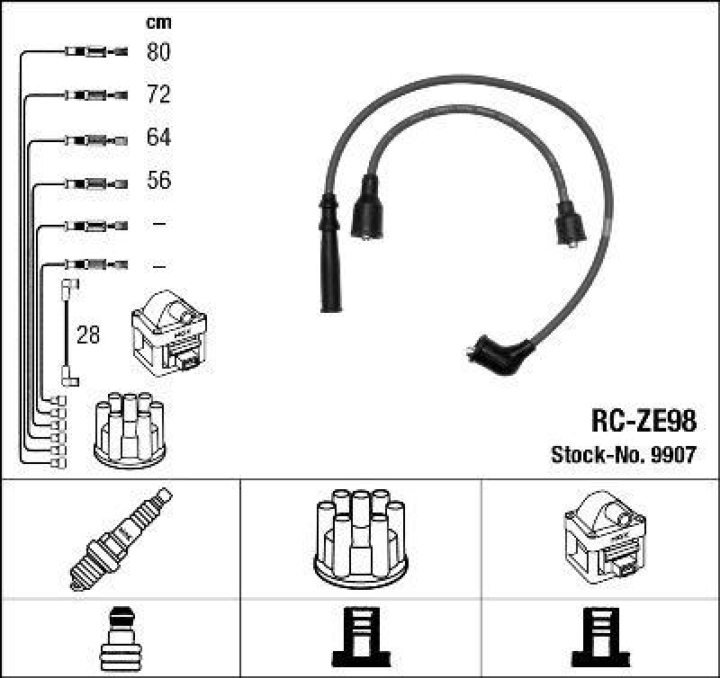 NGK 9907 Zündleitungssatz RC-ZE98 |Zündkabel