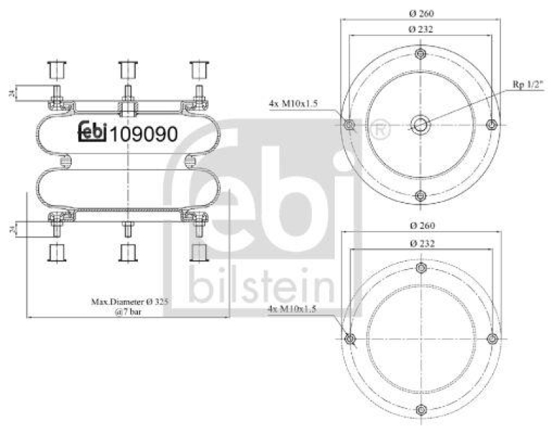 FEBI BILSTEIN 109090 Luftfederbalg für Gigant