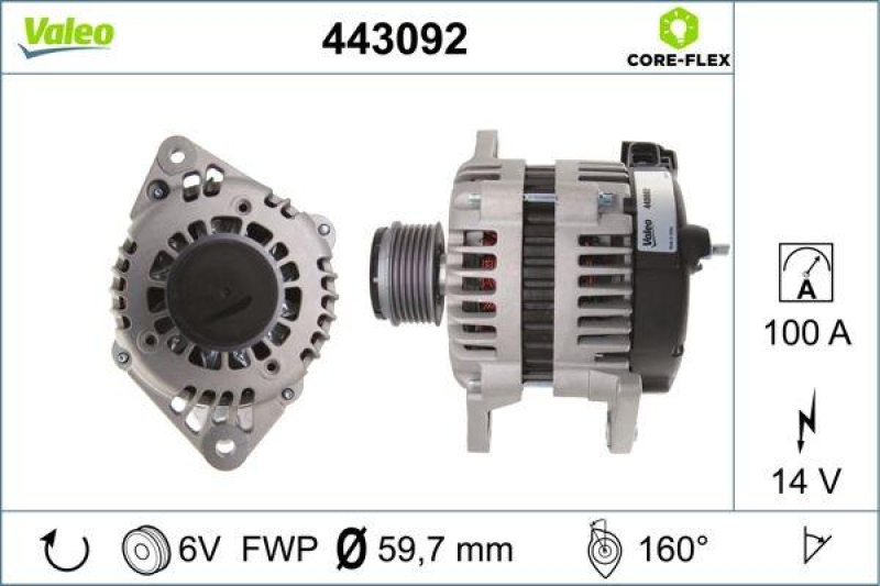 VALEO 443092 Generator - CORE-FLEX - Astra, Cors