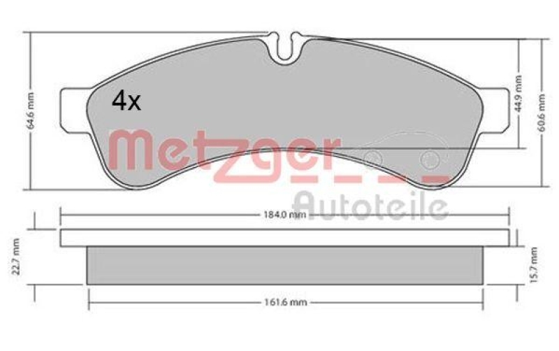 METZGER 1170544 Bremsbelagsatz, Scheibenbremse WVA 29 231