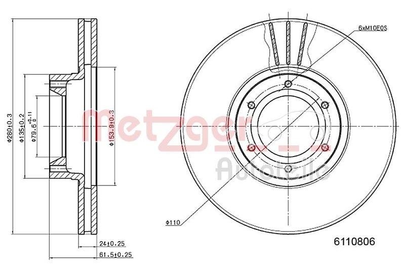 METZGER 6110806 Bremsscheibe Lack/Ks für OPEL/RENAULT VA