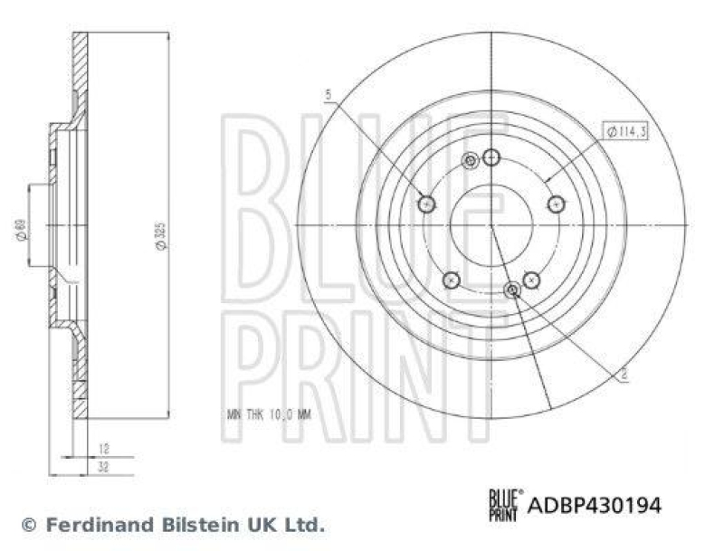 BLUE PRINT ADBP430194 Bremsscheibe für HYUNDAI