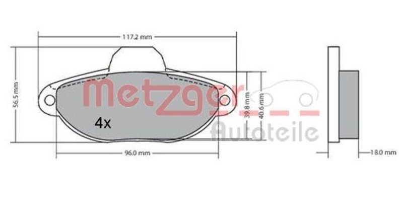 METZGER 1170044 Bremsbelagsatz, Scheibenbremse WVA 21 365