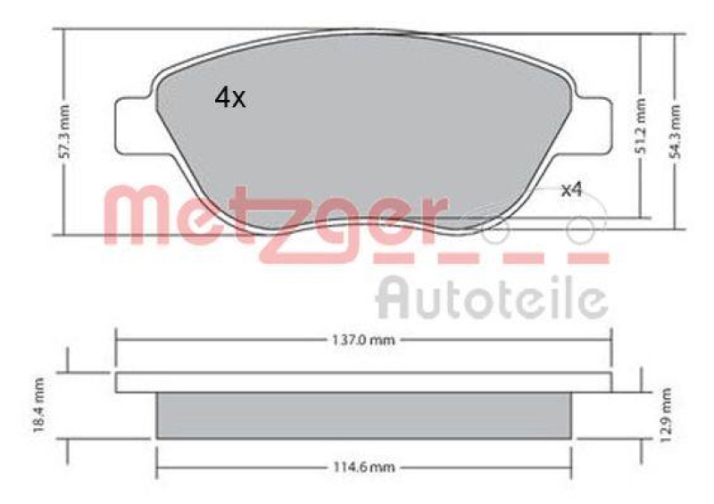 METZGER 1170048 Bremsbelagsatz, Scheibenbremse WVA 23 600