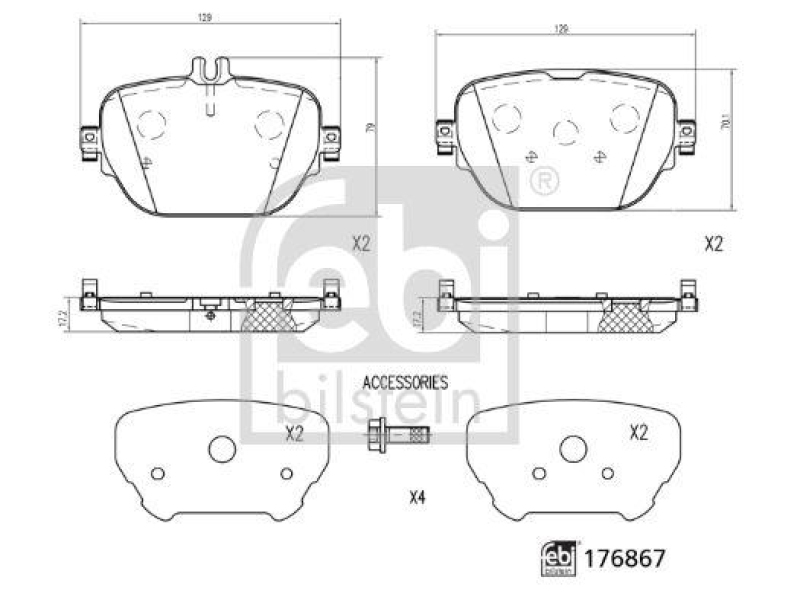 FEBI BILSTEIN 176867 Bremsbelagsatz mit Schrauben für Mercedes-Benz