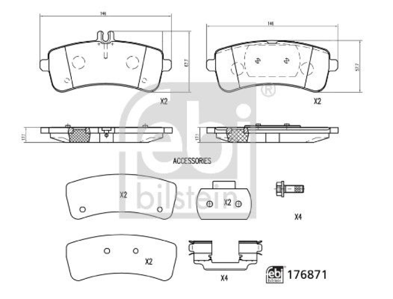 FEBI BILSTEIN 176871 Bremsbelagsatz mit Anbaumaterial für Mercedes-Benz