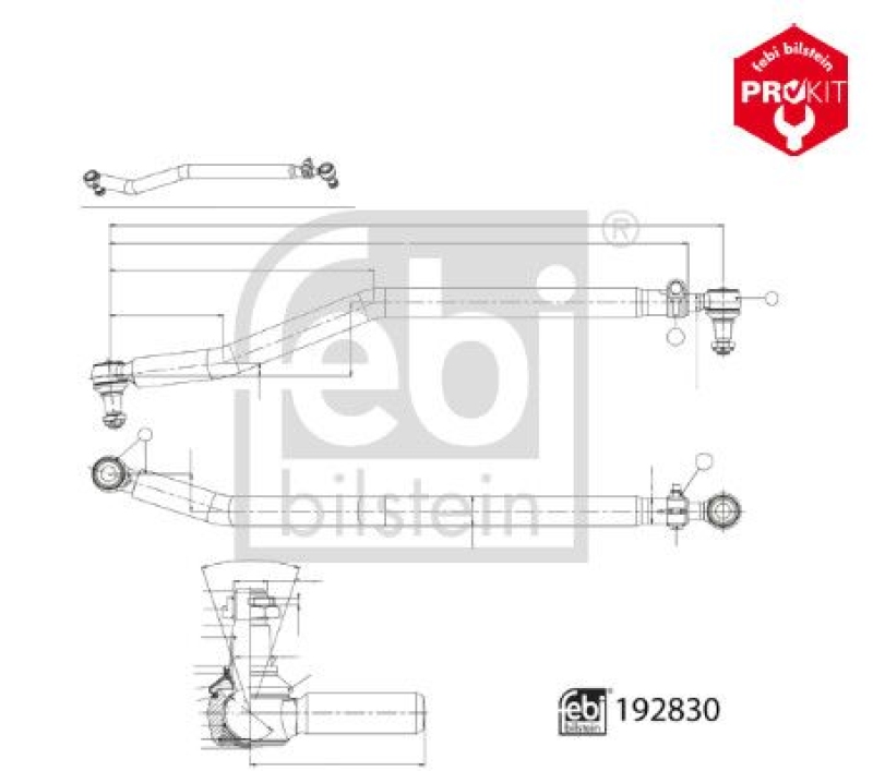 FEBI BILSTEIN 192830 Lenkstange mit Sicherungsmuttern für Scania