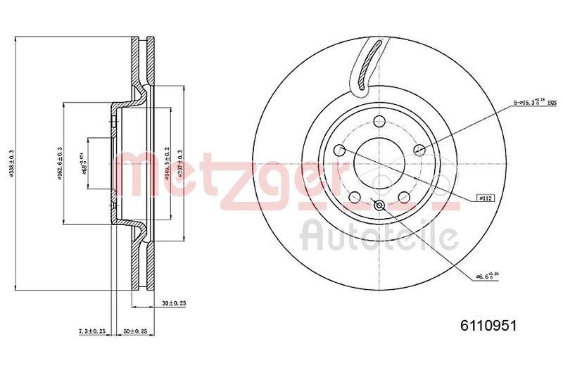 METZGER 6110951 Bremsscheibe Lack/Ks/Hc für AUDI VA links/rechts