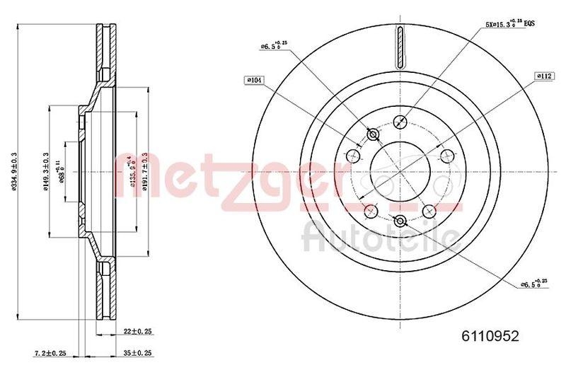 METZGER 6110952 Bremsscheibe Lack/Ks/Hc für AUDI/VW HA links/rechts