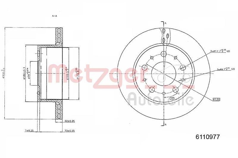 METZGER 6110977 Bremsscheibe Lack/Ks/Hc für CITROEN/FIAT/PEUGEOT HA links/rechts