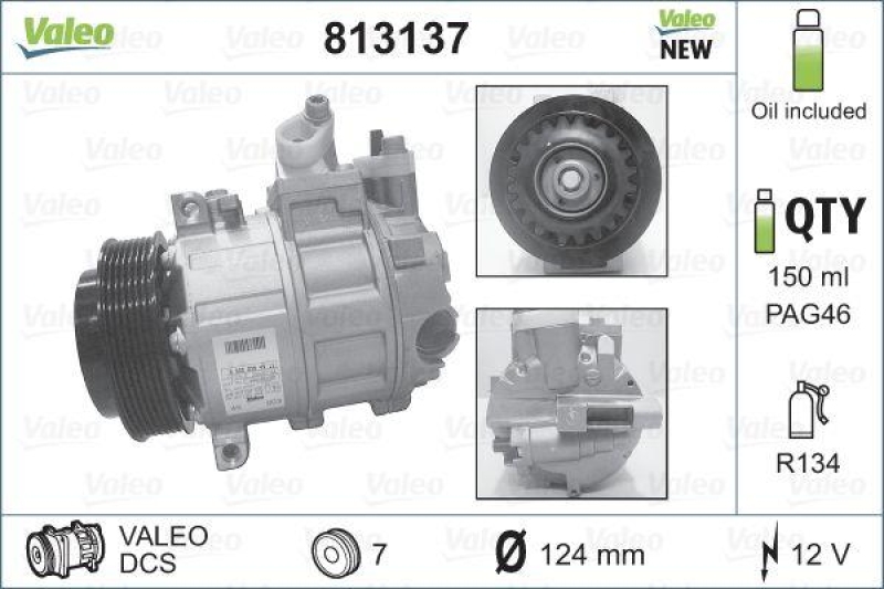 VALEO 813137 Kompressor MERCEDES Classe C, CLS, E