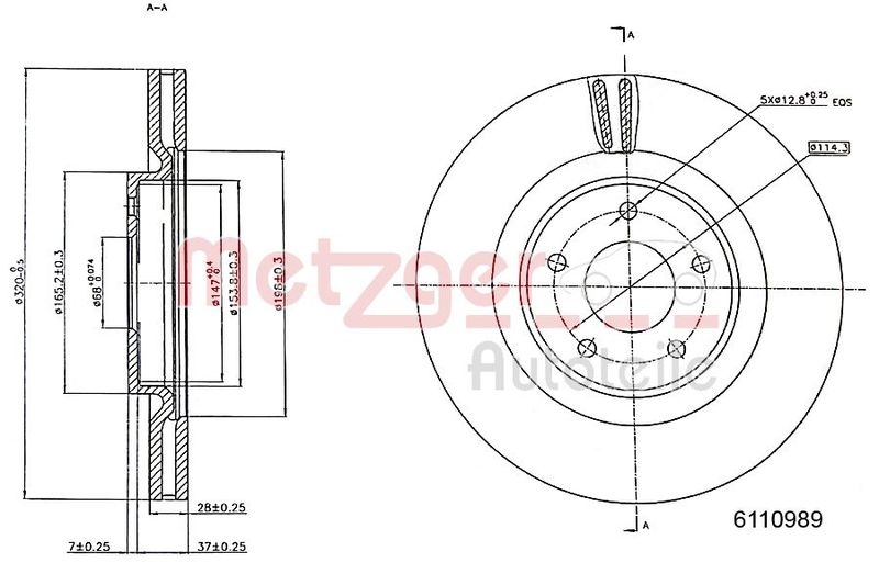 METZGER 6110989 Bremsscheibe Lack/Ks/Hc für NISSAN/RENAULT VA links/rechts