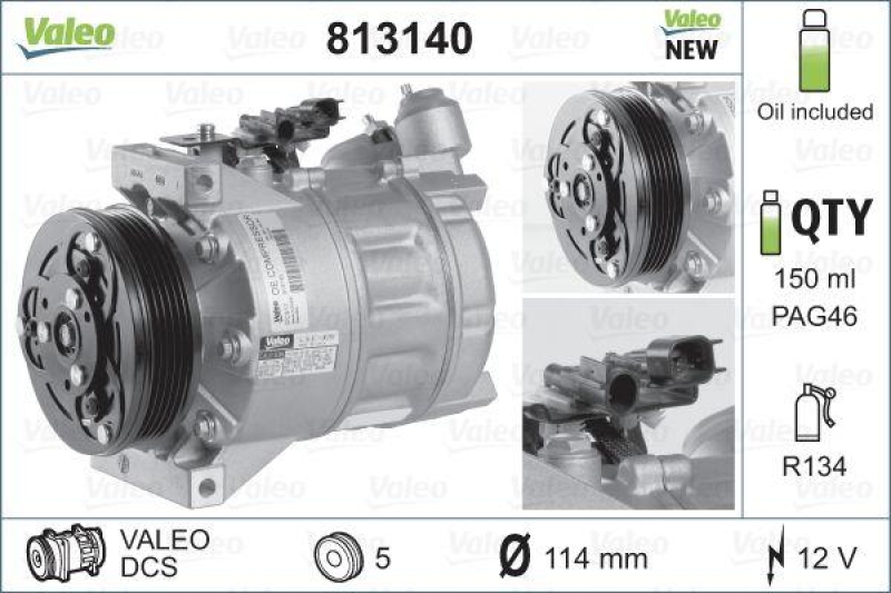 VALEO 813140 Kompressor VOLVO S80, V70, XC60, XC70